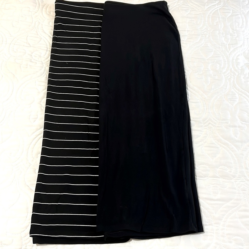 Two Old Navy, size Large, pencil skirts-black and black/white stripes